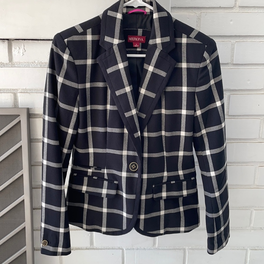 Fun Black and White Plaid Blazer